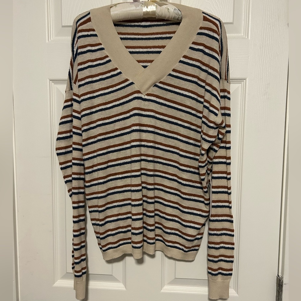 RVCA Terry V-Neck Sweater XL NWT